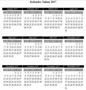 Membuat Kalender Tahun 2017 dengan PHP