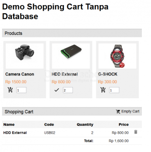 Cara Membuat Shopping Cart tanpa Database 